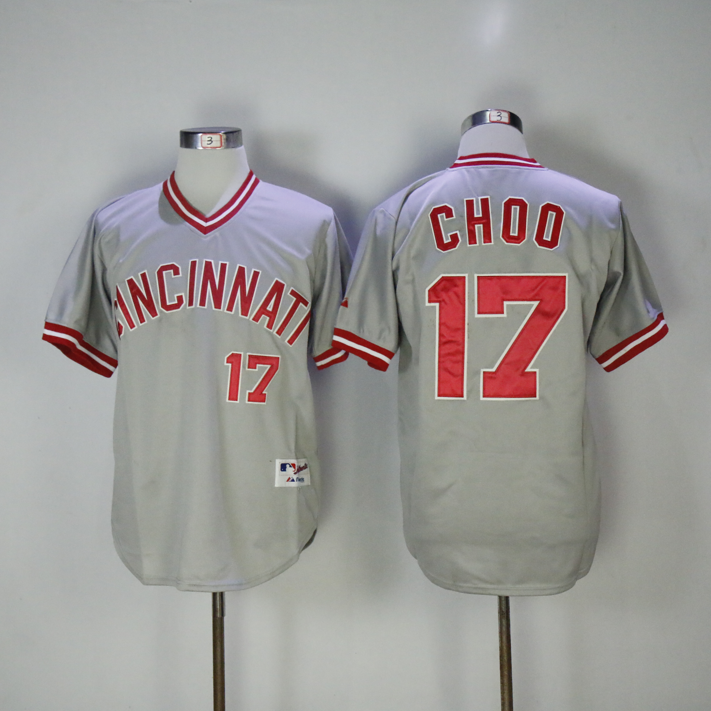 Men MLB Cincinnati Reds 17 Choo grey jerseys